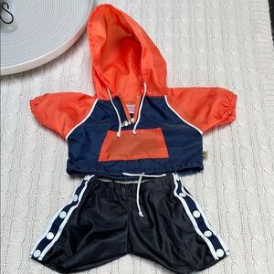 Build a bear track suit windbreaker/athletic pants Functional zippers/snaps hood